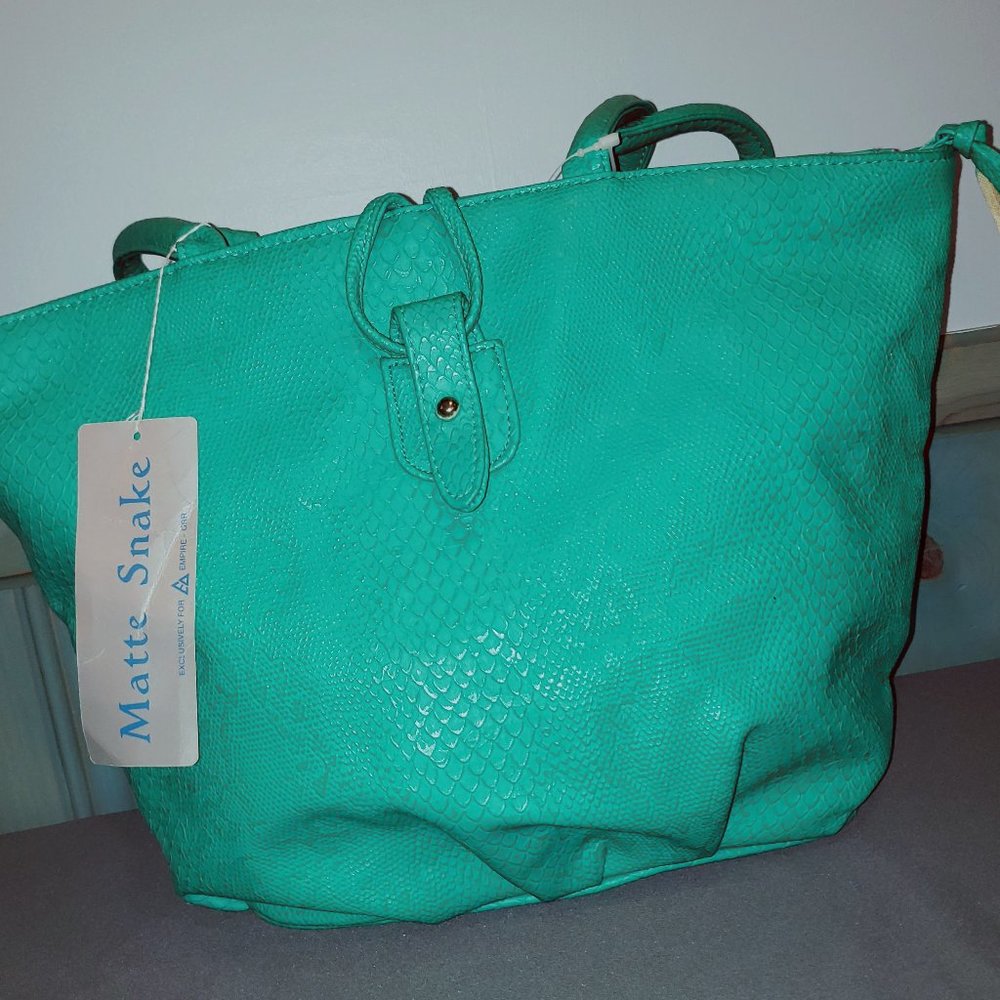 Teal Green Snake Skin Print Lg Purse